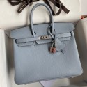 Hermes Birkin 25 Retourne Handmade Bag In Blue Lin Epsom Calfskin HD81JQ80