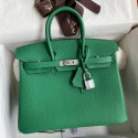 Hermes Birkin 25 Retourne Handmade Bag In Vert Vertigo Clemence Leather HD113dV68