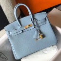 Hermes Birkin 25cm Bag In Blue Lin Clemence Leather GHW HD126uZ84