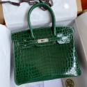 Hermes Birkin 30 Handmade Bag In Malachite Crocodile Niloticus Shiny Skin HD150eP76