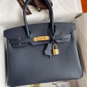 Hermes Birkin 30 Retourne Handmade Bag In Blue Nuit Epsom Calfskin HD166hn36