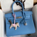 Hermes Birkin 30 Retourne Handmade Bag In Blue Paradise Clemence Leather HD168Rc99