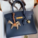 Hermes Birkin 30 Retourne Handmade Bag In Blue Saphir Clemence Leather HD169rf73