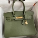 Hermes Birkin 30 Retourne Handmade Bag In Canopee Clemence Leather HD171xh67