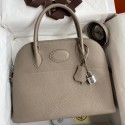 Hermes Bolide 1923 31 Handmade Bag In Gris Asphalt Clemence Leather HD353ju23