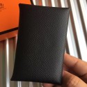 Hermes Calvi Card Holder In Black Epsom Leather HD397PC54