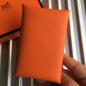 Hermes Calvi Card Holder In Orange Epsom Leather HD402BR87