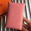 Hermes Calvi Card Holder In Pink Epsom Leather HD403im52