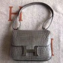 Hermes Constance 24 Handmade Bag In Grey Niloticus Crocodile HD532XW58