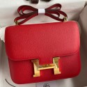 Hermes Constance 24 Handmade Bag In Red Epsom Calfskin HD513qB82