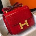 Hermes Constance 24cm Bag In Red Embossed Crocodile HD523io33