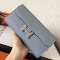 Hermes Constance Long Wallet In Blue Lin Epsom Leather HD544cf57