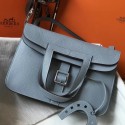 Hermes Halzan 31cm Bag In Blue Lin Clemence Leather HD734QN24