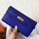 Hermes Kelly Classic Long Wallet In Blue Electric Epsom Leather HD985cE58