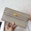 Hermes Kelly Classic Long Wallet In Grey Epsom Leather HD990QS83