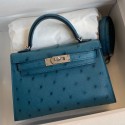 Hermes Kelly Mini II Sellier Handmade Bag In Colvert Ostrich Leather HD1110vJ33