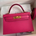 Hermes Kelly Mini II Sellier Handmade Bag In Rose Red Epsom Calfskin HD1140eZ32