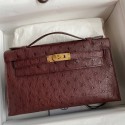 Hermes Kelly Pochette Handmade Bag In Bordeaux Ostrich Leather HD1181vO68