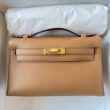 Hermes Kelly Pochette Handmade Bag In Chai Swift Calfskin HD1183nV16