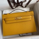 Hermes Kelly Pochette Handmade Bag In Jaune Ambre Epsom Calfskin HD1191Rc99