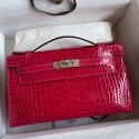 Hermes Kelly Pochette Handmade Bag In Rose Extreme Shiny Alligator Leather HD1204Ha32