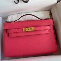 Hermes Kelly Pochette Handmade Bag In Rose Lipstick Epsom Calfskin HD1205io33