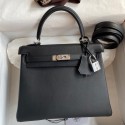 Hermes Kelly Retourne 25 Handmade Bag In Black Swift Calfskin HD1221tp20