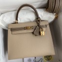 Hermes Kelly Sellier 25 Bicolor Bag in Trench and Taupe Epsom Calfskin HD1277Xw85