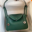 Hermes Lindy 26 Handmade Bag In Malachite Clemence Leather HD1394gC81
