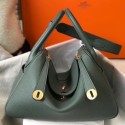 Hermes Lindy 26cm Bag In Vert Amande Clemence Leather GHW HD1427sA83