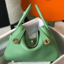 Hermes Lindy 26cm Bag In Vert Criquet Clemence Leather GHW HD1428sg71