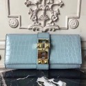 Hermes Medor Clutch Bag In Ciel Crocodile Leather HD1507Mu87