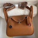 Hermes Mini Lindy Handmade Bag In Gold Clemence Leather HD1576MB38