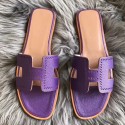 Hermes Oran Perforated Sandals In Purple Epsom Leather HD1654xy73