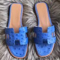 Hermes Oran Sandals In Blue Hydra Ostrich Leather HD1667cE58