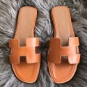 Hermes Oran Sandals In Brown Swift Leather HD1679rN47