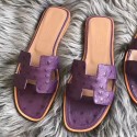 Hermes Oran Sandals In Purple Ostrich Leather HD1699sY95