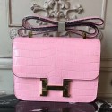 Hermes Pink Constance MM 24cm Crocodile Bag HD1893io40