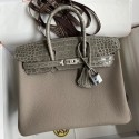 Hermes Touch Birkin 25 Bag In Gris Asphalt Shiny Niloticus Crocodile Skin HD2016dA83