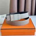 Hermes Typo Reversible Belt 32MM in Grey Epsom Calfskin HD2042vK93