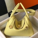 Hot Replica Hermes Lindy 26cm Bag In Jaune Poussin Clemence Leather GHW HD1421wR89