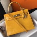 Imitation AAA Hermes Kelly 25cm Handmade Bag In Yellow Embossed Crocodile Leather HD893Xy49