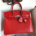 Imitation Hermes Birkin 25 Retourne Handmade Bag In Red Lizard Leather HD104EY79