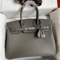 Imitation Hermes Birkin 30 Retourne Handmade Bag In Etain Epsom Calfskin HD176Mq48