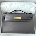 Imitation Hermes Kelly Pochette Handmade Bag In Etain Epsom Calfskin HD1186Xr72