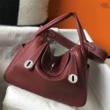 Imitation Hermes Lindy 26cm Bag In Bordeaux Clemence Leather PHW HD1417zB65