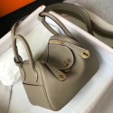 Imitation Hermes Lindy Mini Bag In Tourterelle Clemence Leather GHW HD1468EY79