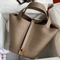 Imitation Hermes Picotin Lock 22 Handmade Bag in Taupe Clemence Leather HD1881Mq48
