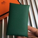 Imitation Top Hermes Calvi Card Holder In Green Epsom Leather HD401sZ66