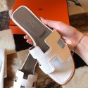 Imitation Top Hermes Oran Slide Sandals In White Clemence Leather HD1750tr16